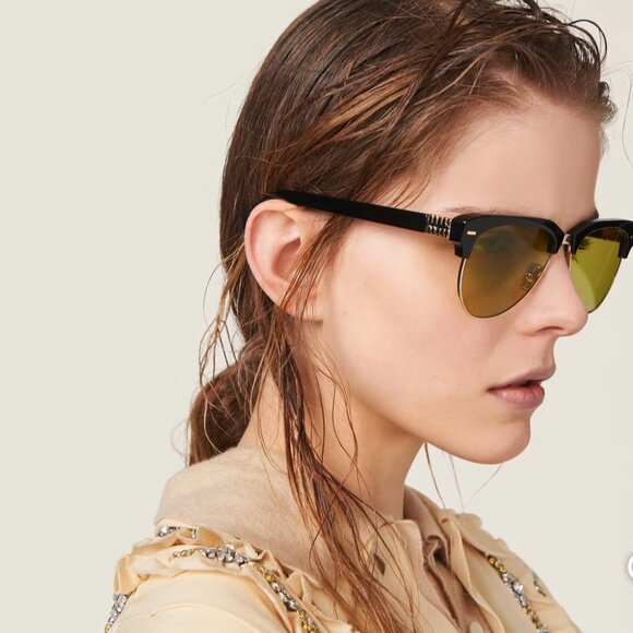 Miu Miu MU09ZS 1AB07O Sunglasses Black Aviator Frame main image 13